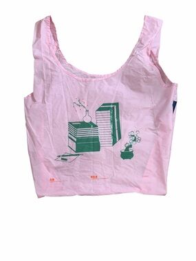 BAGGU Oimu Fortune Bag Scholars Achievements Pink Tote with Navy Logo Tag